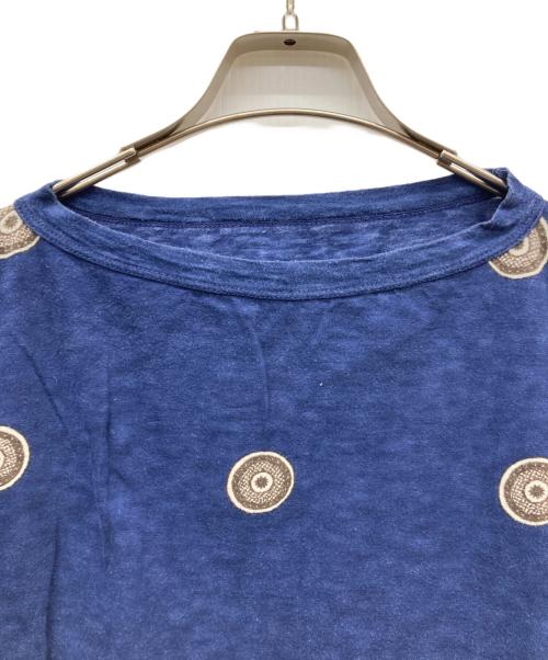 45R（フォーティファイブ・アール）45R (フォーティファイブ・アール) 度詰天竺の水玉プリントビッグTシャツ ネイビー×ブラウンの古着・服飾アイテム