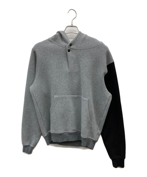 CAMBIO（カンビオ）CAMBIO (カンビオ) ヘンリーネックダンボールプルパーカー ブラック×グレー サイズ:Lの古着・服飾アイテム