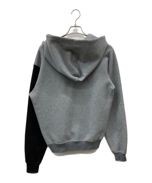 CAMBIO（カンビオ）CAMBIO (カンビオ) ヘンリーネックダンボールプルパーカー ブラック×グレー サイズ:Lの古着・服飾アイテム