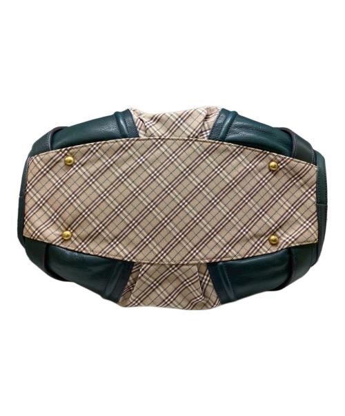 BURBERRY BLUE LABEL（バーバリー ブルー レーベル）BURBERRY BLUE LABEL (バーバリー ブルー レーベル) レザーコンビチェック柄ボストンバッグ ベージュ×グリーンの古着・服飾アイテム