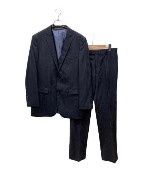 BURBERRY BLACK LABEL（バーバリーブラックレーベル）BURBERRY BLACK LABEL (バーバリーブラックレーベル) 3ピース ストライプセットアップスーツ ネイビー サイズ:42Lの古着・服飾アイテム