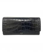 CELINEセリーヌ）の古着「クロコ型押しラージフラップウォレット」｜ブラック