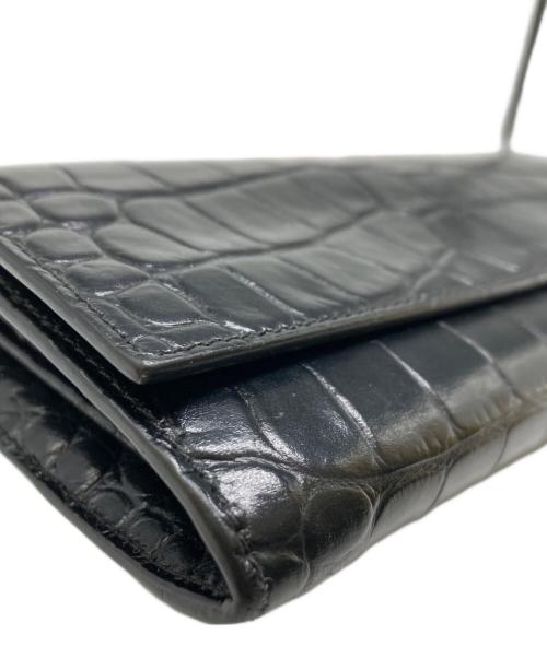 CELINE（セリーヌ）CELINE (セリーヌ) クロコ型押しラージフラップウォレット ブラック サイズ:-の古着・服飾アイテム