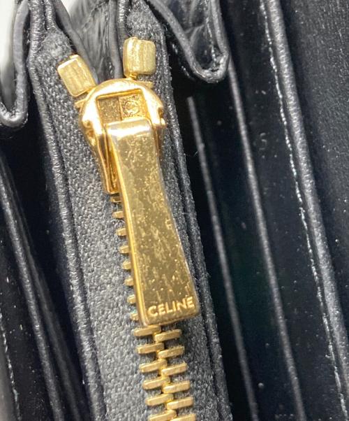CELINE（セリーヌ）CELINE (セリーヌ) クロコ型押しラージフラップウォレット ブラック サイズ:-の古着・服飾アイテム