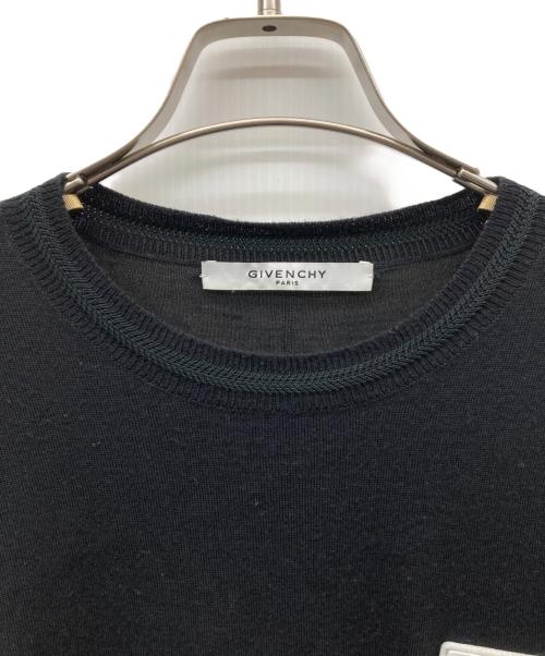 GIVENCHY（ジバンシィ）GIVENCHY (ジバンシィ) レザーパッチウールニット ブラック サイズ:Mの古着・服飾アイテム