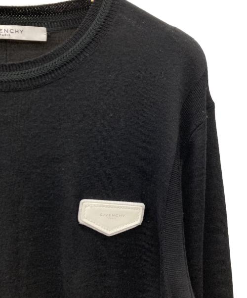 GIVENCHY（ジバンシィ）GIVENCHY (ジバンシィ) レザーパッチウールニット ブラック サイズ:Mの古着・服飾アイテム