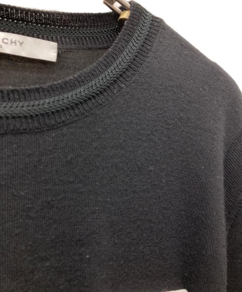 GIVENCHY（ジバンシィ）GIVENCHY (ジバンシィ) レザーパッチウールニット ブラック サイズ:Mの古着・服飾アイテム