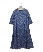 Leilianレリアン）の古着「洗える フラワープリントワンピース」｜ブルー