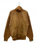 CELINEセリーヌ）の古着「スエードレザーコンビタートルネックニット」｜ブラウン