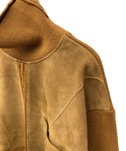 CELINE（セリーヌ）CELINE (セリーヌ) スエードレザーコンビタートルネックニット ブラウン サイズ:48の古着・服飾アイテム