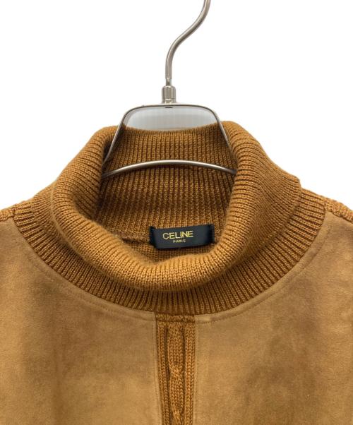 CELINE（セリーヌ）CELINE (セリーヌ) スエードレザーコンビタートルネックニット ブラウン サイズ:48の古着・服飾アイテム