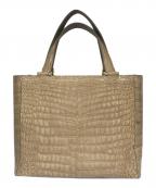 NO BRANDノーブランド）の古着「クロコダイルレザー トートバッグ」｜カーキ