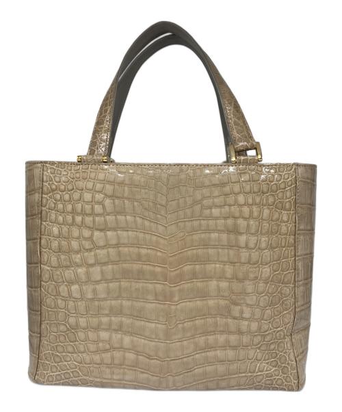 NO BRAND（ノーブランド）NO BRAND (ノーブランド) クロコダイルレザー トートバッグ カーキ サイズ:-の古着・服飾アイテム