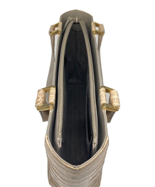 NO BRAND（ノーブランド）NO BRAND (ノーブランド) クロコダイルレザー トートバッグ カーキ サイズ:-の古着・服飾アイテム