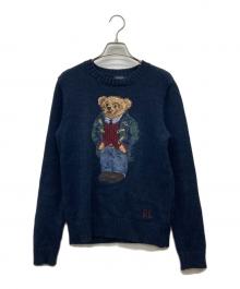 POLO RALPH LAUREN（ポロ・ラルフローレン）の古着「リネン混ポロベアニット」｜ネイビー