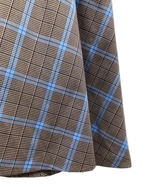 BLUE LABEL CRESTBRIDGE（ブルーレーベルクレストブリッジ）BLUE LABEL CRESTBRIDGE (ブルーレーベルクレストブリッジ) S/Sチェックコンビワンピース ネイビー×ブラウン サイズ:38の古着・服飾アイテム