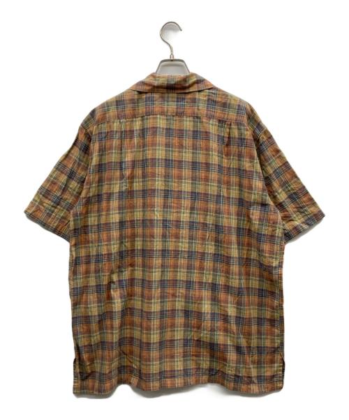 RRL（ダブルアールエル）RRL (ダブルアールエル) オープンカラーチェックシャツ ブラウン×カーキ サイズ:Mの古着・服飾アイテム