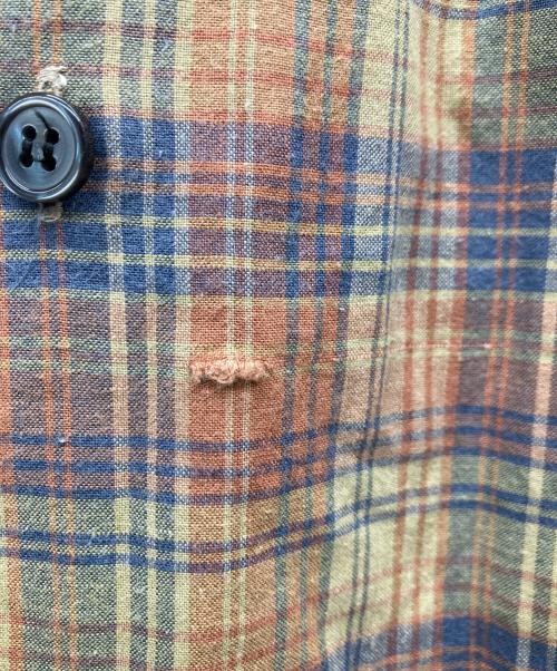 RRL（ダブルアールエル）RRL (ダブルアールエル) オープンカラーチェックシャツ ブラウン×カーキ サイズ:Mの古着・服飾アイテム