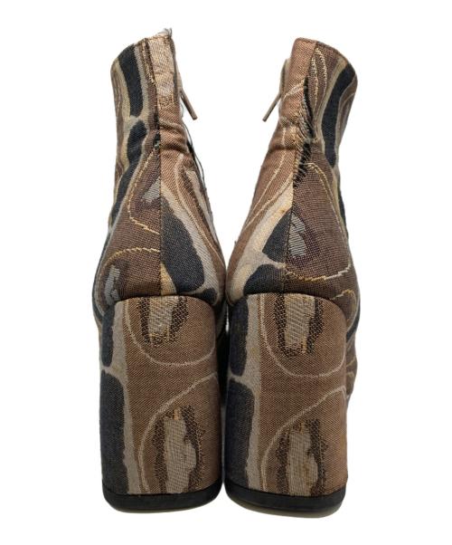 UNDERCOVER（アンダーカバー）UNDERCOVER (アンダーカバー) 00AW 総柄サイドジップブーツ ブラウン サイズ:Mの古着・服飾アイテム