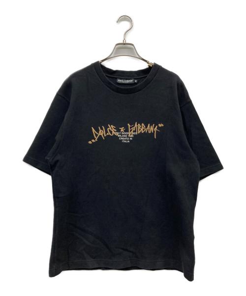 DOLCE & GABBANA（ドルチェ＆ガッバーナ）DOLCE & GABBANA (ドルチェ＆ガッバーナ) 刺繍ロゴTee ブラック サイズ:44の古着・服飾アイテム