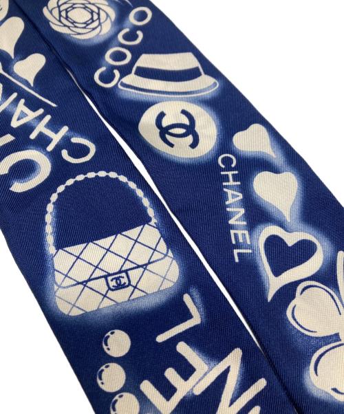 CHANEL（シャネル）CHANEL (シャネル) ココマーク ツイリー シルクスカーフ ネイビー サイズ:-の古着・服飾アイテム