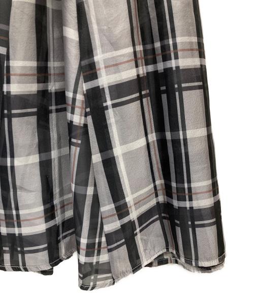 Apuweiser-riche（アプワイザーリッシェ）Apuweiser-riche (アプワイザーリッシェ) サイドリボンチェック柄ドッキングワンピース ブラック×グレー サイズ:1の古着・服飾アイテム