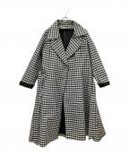 JENNEジェンヌ）の古着「ギンガムチェック フレアトレンチコート」｜ホワイト×ブラック