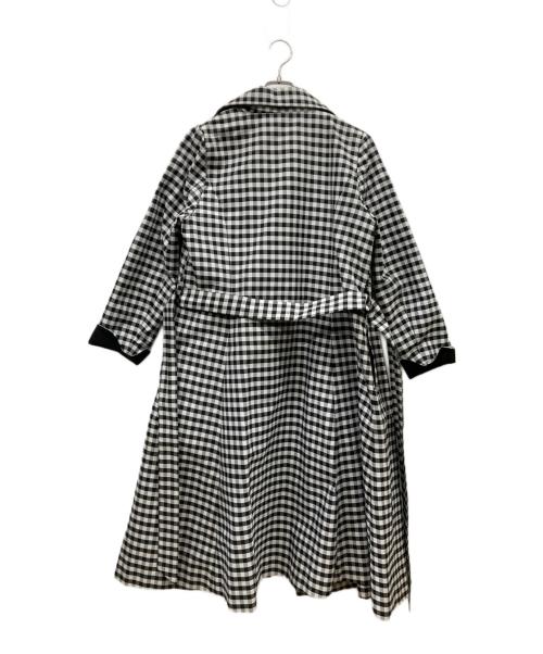 JENNE（ジェンヌ）JENNE (ジェンヌ) ギンガムチェック フレアトレンチコート ホワイト×ブラック サイズ:Mの古着・服飾アイテム