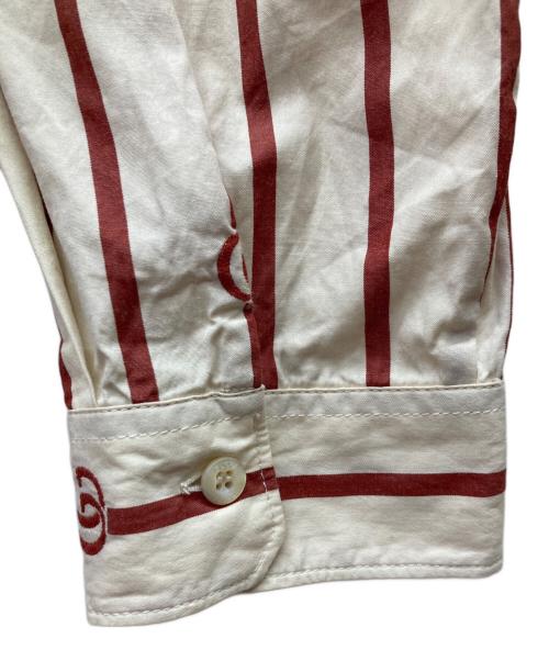GUCCI（グッチ）GUCCI (グッチ) GG刺繍ストライプシャツ レッド×アイボリー サイズ:12の古着・服飾アイテム