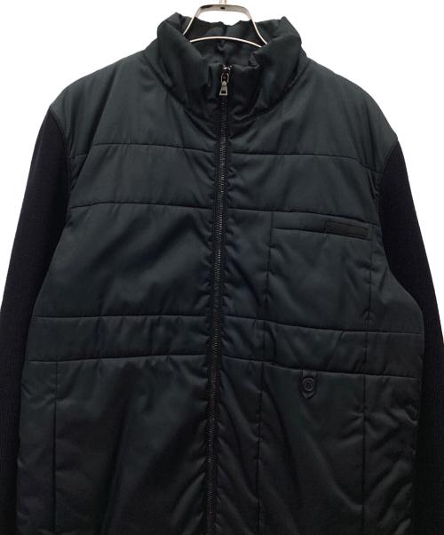 PRADA（プラダ）PRADA (プラダ) ラムウールニット切替ジャケット ネイビー サイズ:50の古着・服飾アイテム