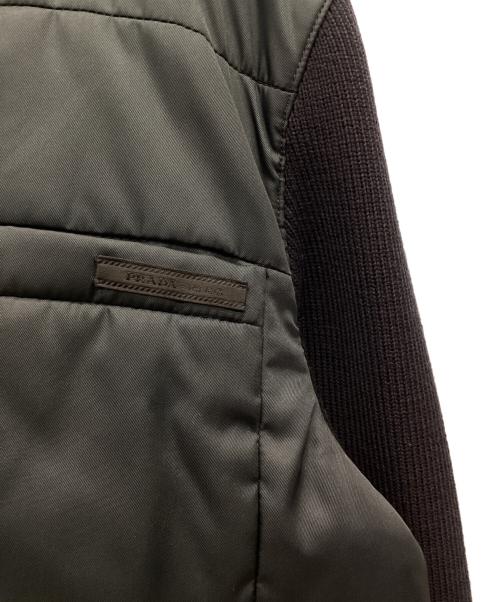 PRADA（プラダ）PRADA (プラダ) ラムウールニット切替ジャケット ネイビー サイズ:50の古着・服飾アイテム
