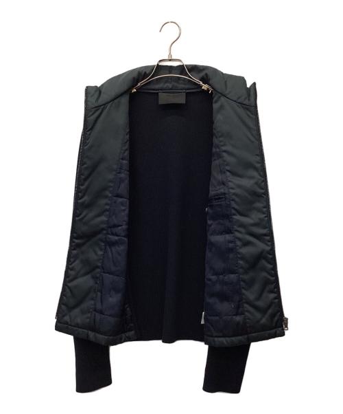 PRADA（プラダ）PRADA (プラダ) ラムウールニット切替ジャケット ネイビー サイズ:50の古着・服飾アイテム