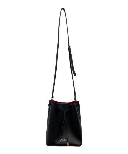 LAUREN RALPH LAUREN（ローレンラルフローレン）LAUREN RALPH LAUREN (ローレンラルフローレン) 巾着レザーショルダーバッグ ブラックの古着・服飾アイテム
