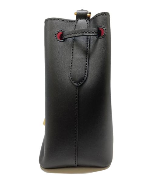 LAUREN RALPH LAUREN（ローレンラルフローレン）LAUREN RALPH LAUREN (ローレンラルフローレン) 巾着レザーショルダーバッグ ブラックの古着・服飾アイテム