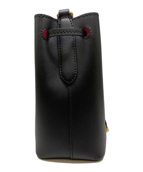 LAUREN RALPH LAUREN（ローレンラルフローレン）LAUREN RALPH LAUREN (ローレンラルフローレン) 巾着レザーショルダーバッグ ブラックの古着・服飾アイテム