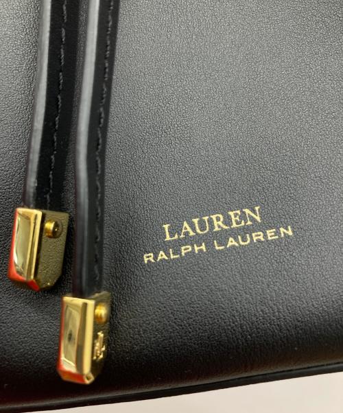 LAUREN RALPH LAUREN（ローレンラルフローレン）LAUREN RALPH LAUREN (ローレンラルフローレン) 巾着レザーショルダーバッグ ブラックの古着・服飾アイテム