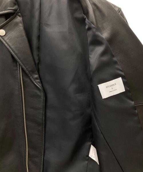 STUDIOUS（ステュディオス）STUDIOUS (ステュディオス) シープレザーダブルライダースジャケット ブラック サイズ:Mの古着・服飾アイテム