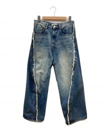 NVRFRGT（ネヴァーフォーゲット）の古着「Twisted Wide Leg Jeans」｜ブルー