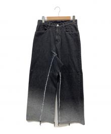 VEIN（ヴェイン）の古着「JACQUARD DENIM RESIZE WIDE TROUSERS」｜ブラック