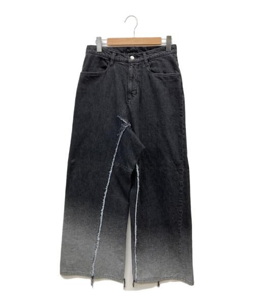 VEIN（ヴェイン）VEIN (ヴェイン) JACQUARD DENIM RESIZE WIDE TROUSERS ブラック サイズ:2の古着・服飾アイテム