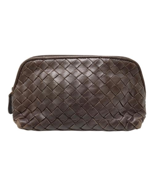 BOTTEGA VENETA（ボッテガベネタ）BOTTEGA VENETA (ボッテガベネタ) イントレチャートコスメポーチ ブラウン サイズ:-の古着・服飾アイテム