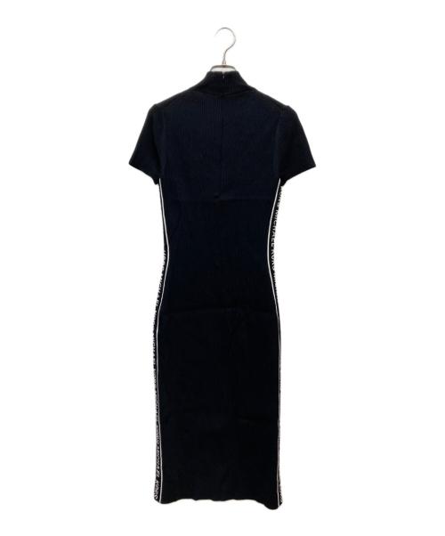 MICHAEL KORS（マイケル・コース）MICHAEL KORS (マイケル・コース) ロゴサイドライン リブニットワンピース ブラック サイズ:2の古着・服飾アイテム