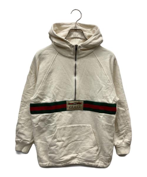 GUCCI（グッチ）GUCCI (グッチ) シェリーラインハーフジップパーカー アイボリー サイズ:10の古着・服飾アイテム