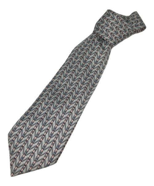 HERMES（エルメス）HERMES (エルメス) 総柄シルクネクタイ グレー サイズ:-の古着・服飾アイテム