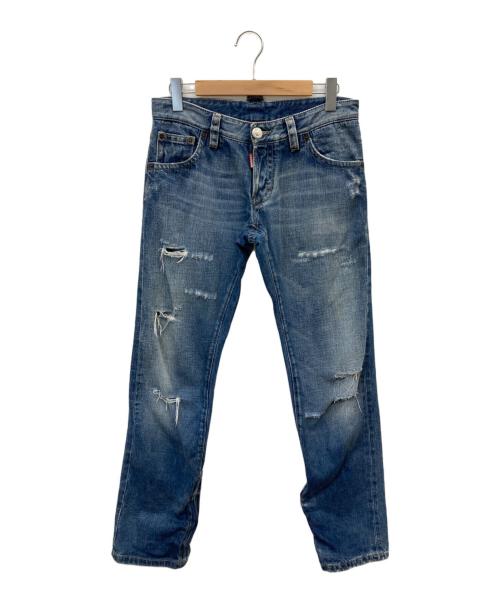 DSQUARED2（ディースクエアード）DSQUARED2 (ディースクエアード) ダメージ加工デニムパンツ ブルー サイズ:44の古着・服飾アイテム