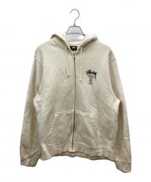 stussy（ステューシー）の古着「WORLD TOUR ZIP HOOD/ワールドツアージップパーカージップパーカー」｜ベージュ