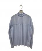 CLANEクラネ）の古着「SHEER MESH CURVE SLEEVE TOPS」｜スカイブルー
