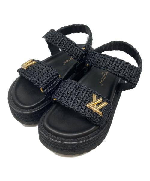 LOUIS VUITTON（ルイ ヴィトン）LOUIS VUITTON (ルイ ヴィトン) コルドバ・ライン・サンダル ブラック サイズ:36の古着・服飾アイテム