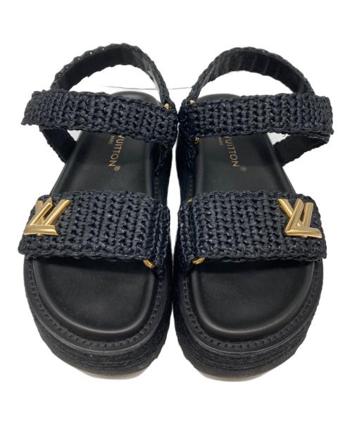 LOUIS VUITTON（ルイ ヴィトン）LOUIS VUITTON (ルイ ヴィトン) コルドバ・ライン・サンダル ブラック サイズ:36の古着・服飾アイテム