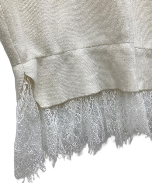 FOXEY（フォクシー）FOXEY (フォクシー) 五分袖シルクニットトップス アイボリー サイズ:38の古着・服飾アイテム